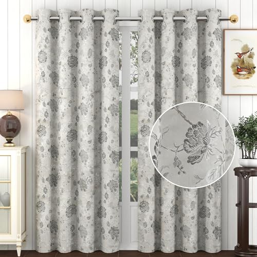 Image of FRESH FROM LOOM Blackout Curtains for Door 9 Feet Long|Big Window Curtain Premium Polyester Weaved Parda|Modern Parde for Living Room Bedroom|Home Office Jacquard Screens (Grey,9ft,2pc),Rod Pocket