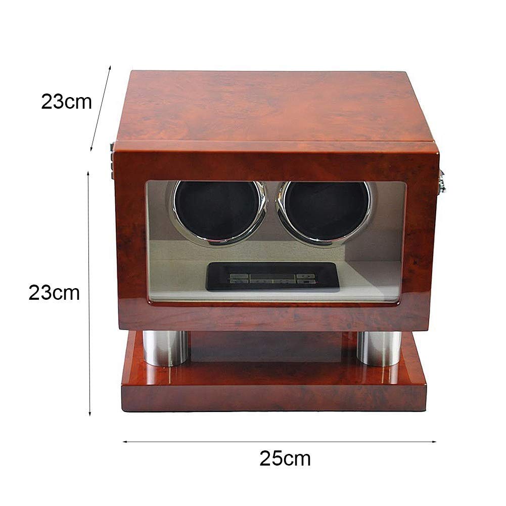 Doppio Orologio in Legno di avvolgitore, con Motore Tranquillo e Display LCD Display Digitale Scatola di avvolgimento Automatico Vernice per Pianoforte, miglior Regalo