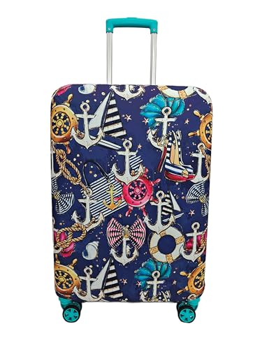 Image of Printed Travel Luggage Cover for Suitcase - Stretchable & Scratchproof Trolley Bag Protector (1, Boat Anchor, Large)