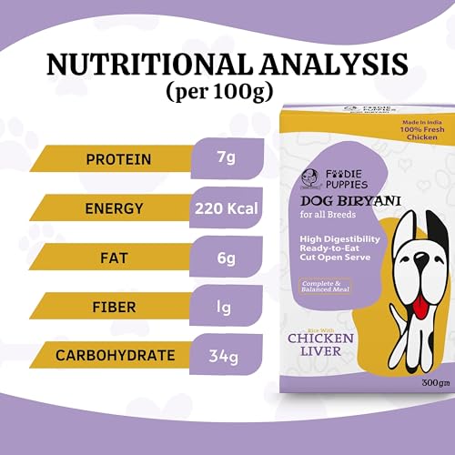 Image of Foodie Puppies Chicken Liver Biryani for Dogs & Puppies - 300gm (Pack of 2) | Delicious Wet Meal for Overall Health | Made with Rice, Vegetables, Chicken & Liver | Easily Digestible | All Breeds Size