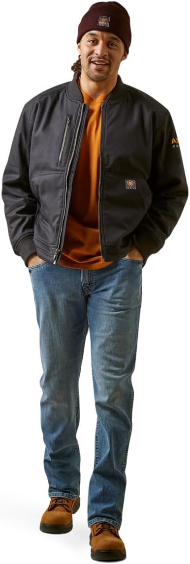 ARIAT mens Rebar Stretch Canvas Bomber Jacket