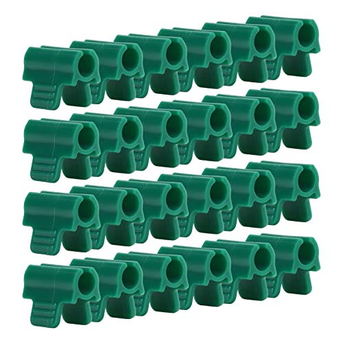 Garden Clamps, 24 Pack Greenhouse Clips Plastic Garden Clips Film Row Cover Netting Tunnel Hoop Greenhouse Clamps (Green) (Thickened 14mm)