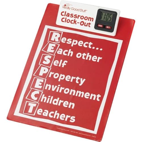 Really Good Stuff Classroom Clock-Out Clipboard – Keep Track Of Students With Sign-Out/Sign-In Sheet And Digital Clock – Durable Clipboard With Easy-To-Read Clock, 9” X 13” #TOP5