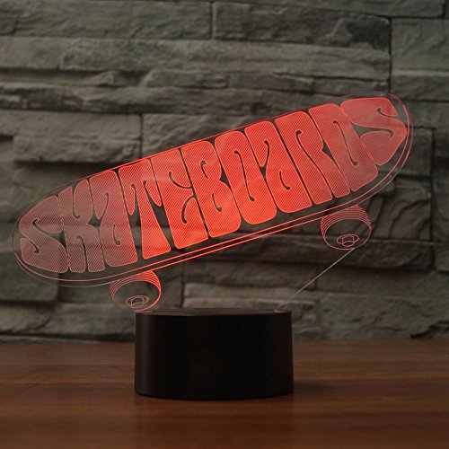 Lámpara de Noche Ilusión 3D Skateboard Cambios 7 Colores miniatura 4