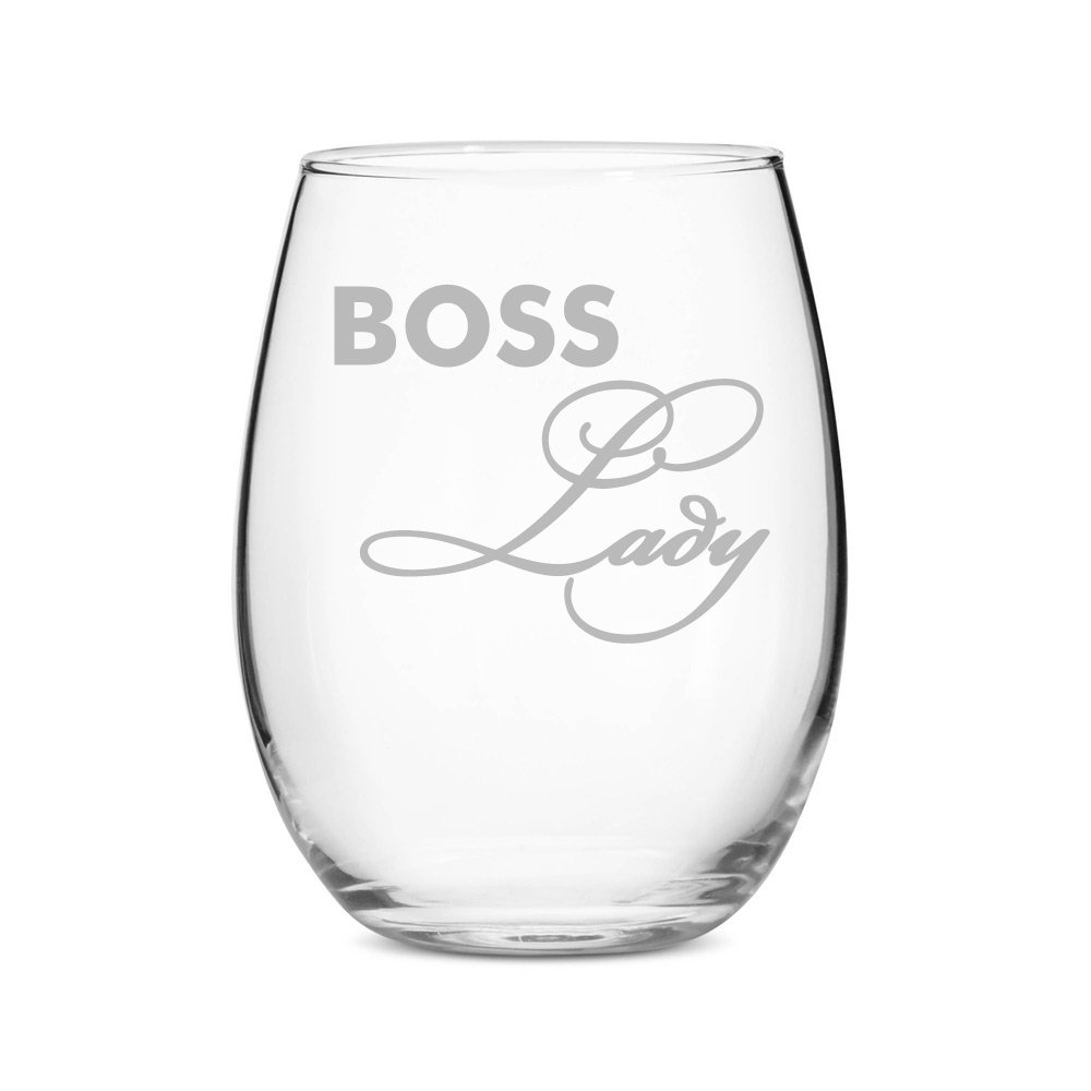Boss Lady Stemless 15 oz Wine Glass