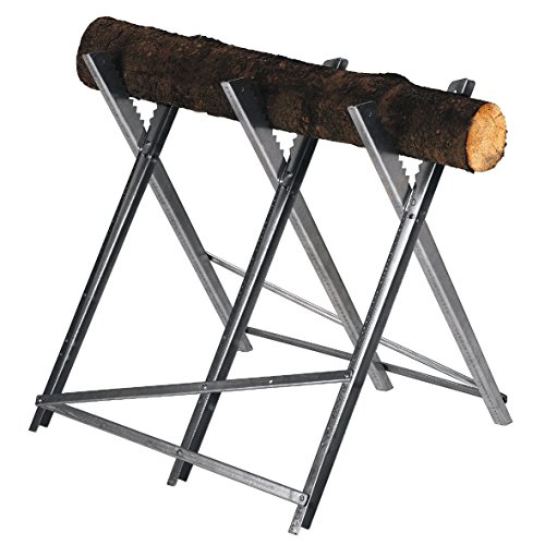 Einhell Banco para motosierras, largo 80 cm, para troncos con un diámetro hasta 40 cm, peso máximo 150 kg, plegable, Alturas diferentes, Grueso de la chapa de 1.5 mm, Color Gris