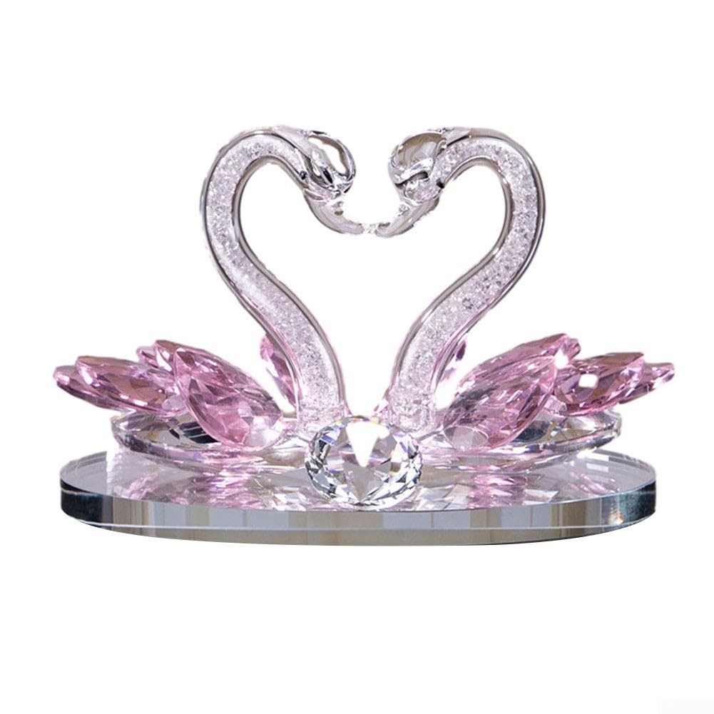 Lot De 2 Cygnes Rouges En Cristal Pour 40e Anniversaire De Mariage - Cadeau Pour Parents - Animaux En Verre - Figurines Souvenirs - Décoration Unique Pour La Maison