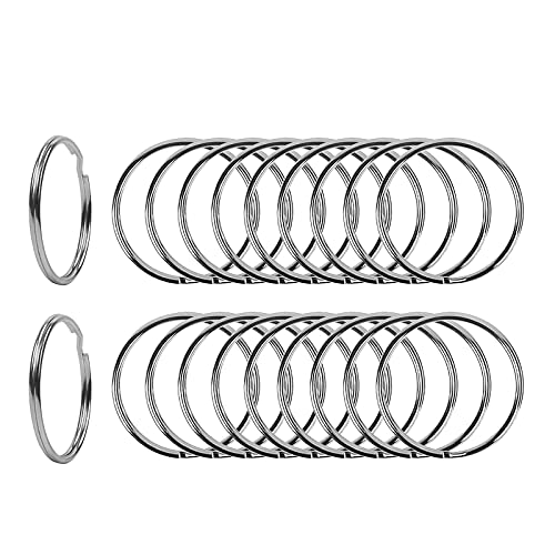 Newflager 2 Inch Flat Key Rings - Large Split Key Rings - Silver Steel Round Edged Circular Keychain Ring Clips - Sturdy Key Chain Ring Connector (Pack of 20)