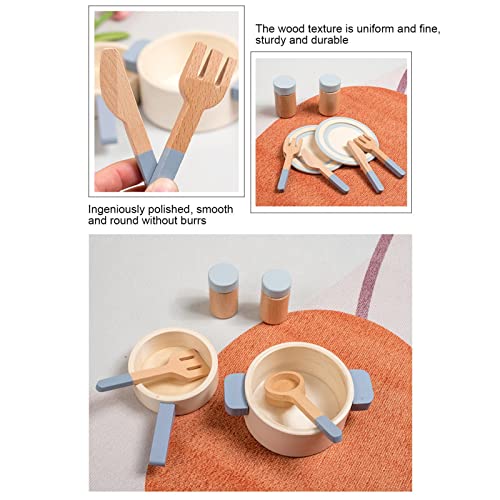 Küchenset aus Holz für Spielküche, 10-teilig Küchen Spielzeugsets aus Holz, Koch-Set für Kinder mit Töpfen und Pfannen… – Bild 5