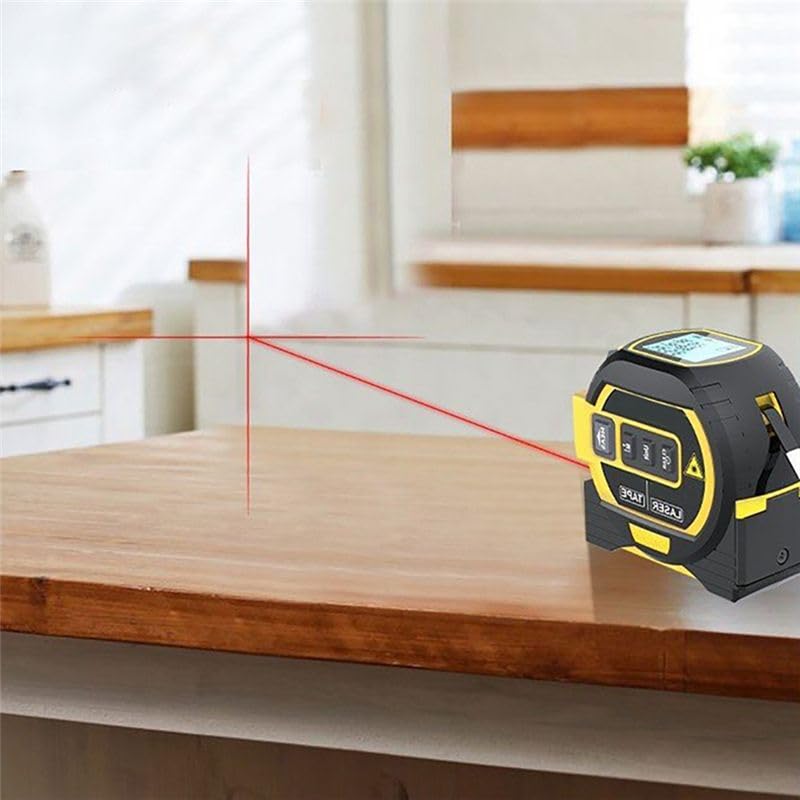 Pantalla LCD 3 en 1, 60 m, medidor de distancia láser digital, telémetro, buscador de mano, cinta métrica de 5 m