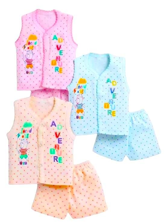 Image of Shyamcollections Jhabla T-Shirt with Pyjama Pant Dress Set of 3 Baby Boy Girl 100% Cotton Vests Full Sleeves Infant Toddler New Born Baby Clothes Size