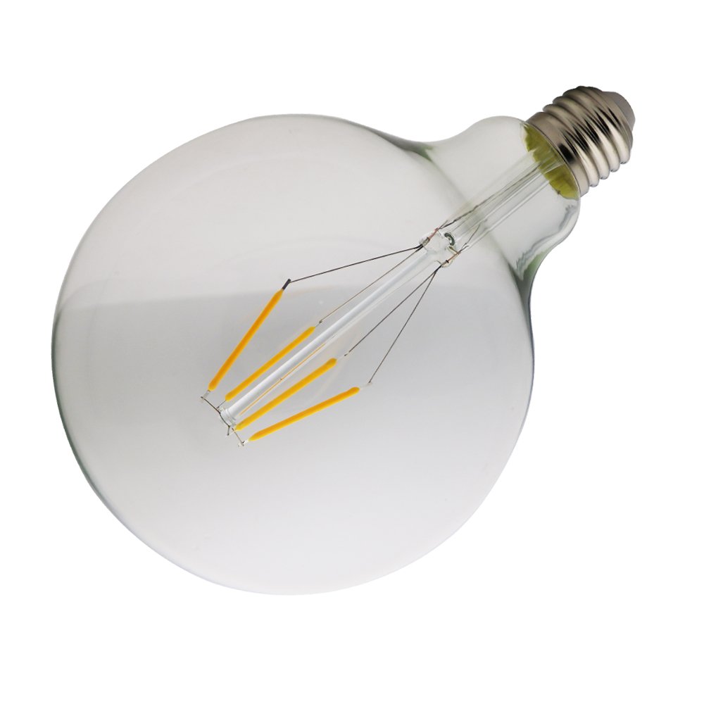 G125 LED bulbos del filamento E27, bulbos del oscurecimiento 4W, iguales a 40W bombillas incandescentes, 400 lm, luz blanca caliente, 2200K, bulbos del LED, zócalo estándar E27 (6 piezas)