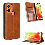 Jiajihua Cover Compatible with Oukitel C33 Case,Compatible with Oukitel C33 Case PU Leather Flip Kickstand Wallet Card Slot Magnetic Closure Brown