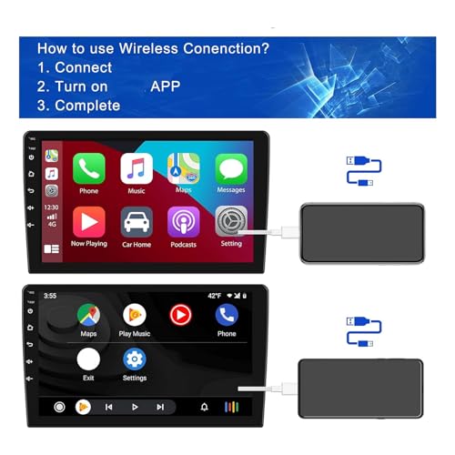 Dubbel Din Bilradio med Trådlös CarPlay, Bluetooth & 10” Skärm
