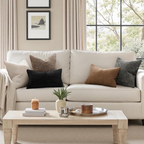 Image of MIULEE Dercorative Lumbar Throw Pillow Covers 12x20 in Golden Brown 2 Pack