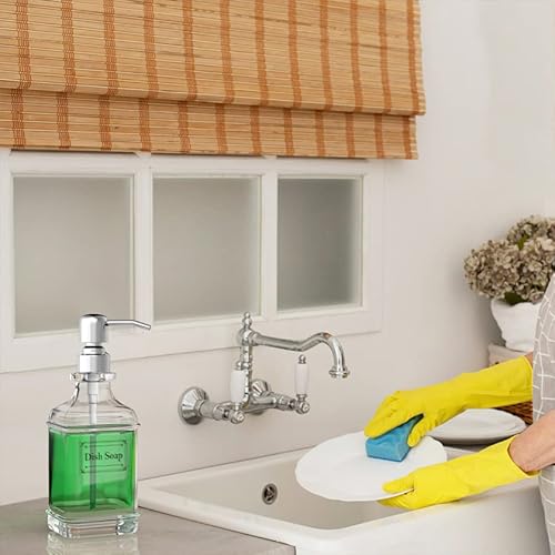 GLADPURE Soap Dispenser - 2 Pack, 18 Oz Antique Design Thick Glass Hand Soap Dispensers; with 304 Rust Proof Stainless Steel Pump, 6Pcs Clear Stickers, for Kitchen, Bathroom - Cosy Home Interiors GLADPURE Soap Dispenser - 2 Pack, 18 Oz Antique Design Thick Glass Hand Soap Dispensers; with 304 Rust Proof Stainless Steel Pump, 6Pcs Clear Stickers, for Kitchen, Bathroom - Image 8