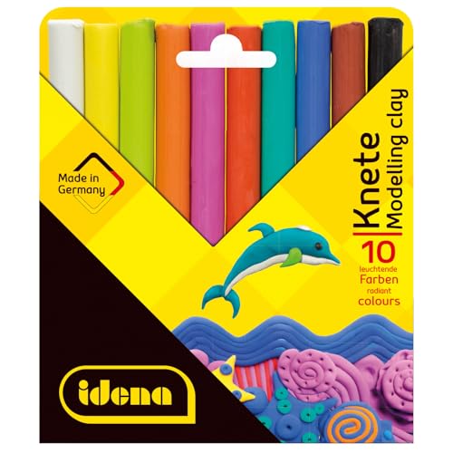 Idena 619064 - Plastilina, colores vivos, 10 barritas en estuche de cartón