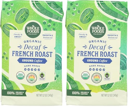 WHOLE FOODS MARKET Organic Ground Decaf French Roast Coffee, 12 OZ (Pack of 2) image 3