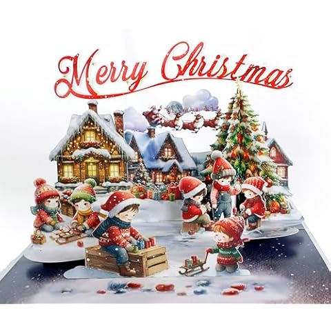 CUTPOPUP Christmas Card Pop Up, 3D Xmas, Merry Christmas, New Year, Holiday Greeting Card (Xmas Town) Cover