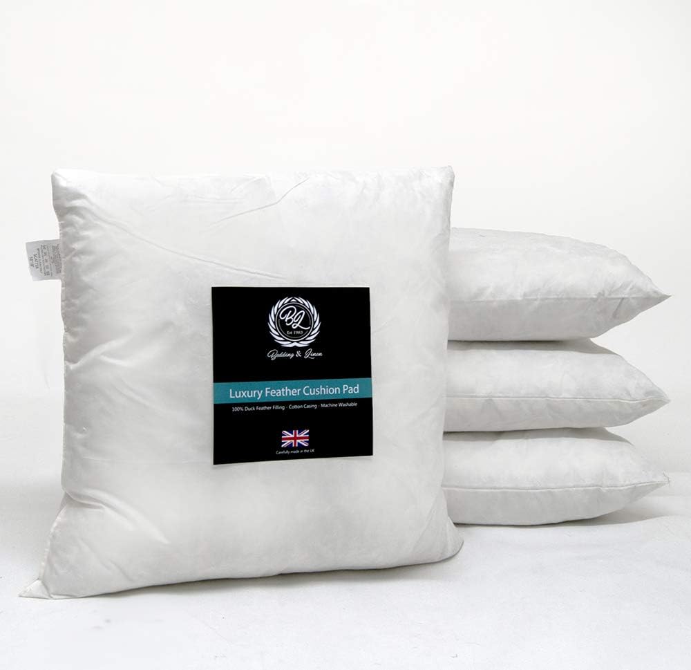 Cotton Mills 18" x 18inch (45cm) PACK OF 4 Natural Duck Feather Filled Square Cushion Inner Pad Insert with Cambric Cotton Casing Cover