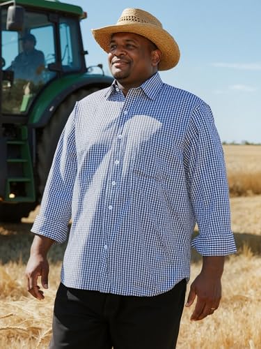 Big and Tall Shirts for Men, Long Sleeve Casual Dress Shirts Button Down with Pocket for Business,Travel,Daily Wear4