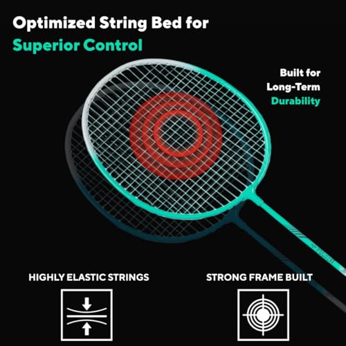 Image of PulseITSmash Badminton Racket- for Men & Women. Lightweight Aluminum Frame with High Tension Strings. Indoor /Outdoor Badminton Racquet for Training, Power Play & Control. (Green)