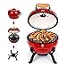 Tragbarer Keramikgriller Holzkohlegrill ,12 Zoll Faltbarer Barbecue Grill Holzkohleofen Mit Digitalem Thermometer ,Für Familiengarten Picknick Party Nützlich