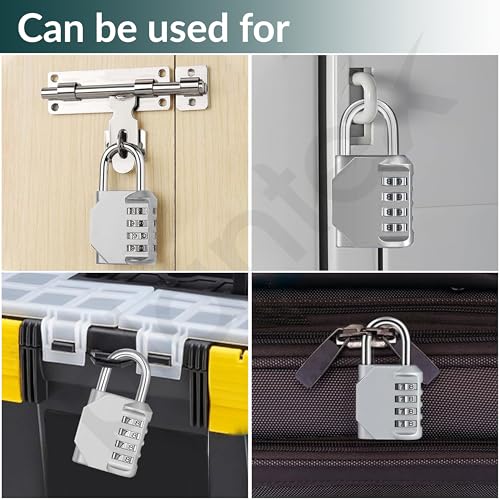 Image of Plantex 4 Digit Combination Number Password Metal Lock /Zinc Alloy Locks for Luggage /Locks for Travel Bags for Luggage /Locks for Cabin Luggage /Travel Essentials - Pack of 2 (Silver)