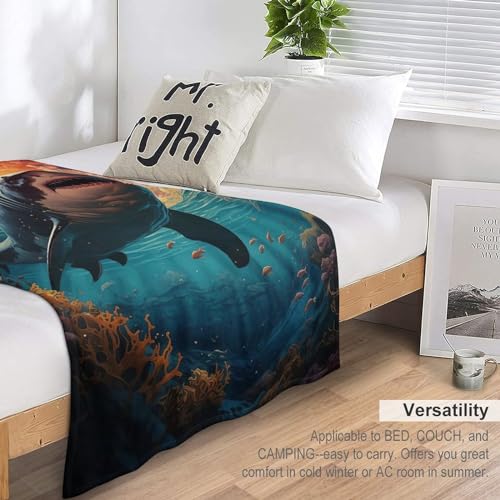 Couverture requin chaude lavable en machine plaid flanelle 150x200 - 7
