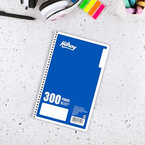 Hilroy 5-Subject Coil Notebook, 6" x 9.5", Wide Ruled, 300 Pages/150 Sheets, 1 Notebook, Colour May Vary (13402) image 6