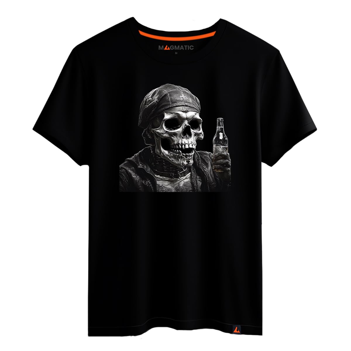 Magmatic - "Beer Skeleton T-Shirt, for Men Unisex Child, Oh My Skull Collection Black Premium 100% Cotton T-Shirt, Skull, Death's Head, Rock Gift, Biker, Vintage Punk Fan