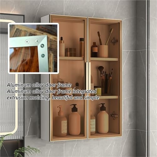 Stylish Gray Wall Mounted Bathroom Cabinet - Space-Saving Over Toilet Storage Organizer with Tempered Glass Door, Versatile Kitchen Sideboard Cupboard (60x14x60cm)