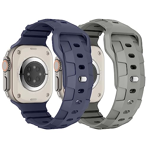 Image of Suitisbest Men's Grey Silicone Sport Apple Watch Band, Waterproof, Scratch-Resistant, 21mm Wide