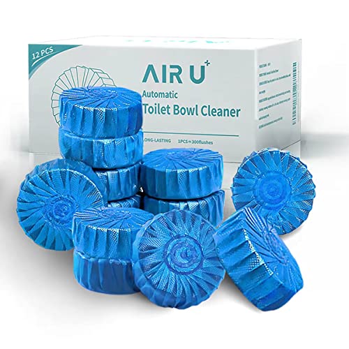 AIR U+ 12 Pcs Toilet Bowl Cleaner Tablets, Toilet bowl Cleaners for Descaling & Deodorizing, Efficient Cleaning Toilet Tank Cleaner, Slow-Release Technology Long-lasting 300 brushes per pc, Mild Fresh Pine Scent