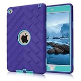 iPad mini 4 Case, iPad A1538/A1550 Case, Hocase Rugged Shockproof Anti-Slip Hybrid Hard Shell+Silicone Rubber Bumper Protective Case for Apple iPad mini 4th Generation 2015 - Purple/Teal