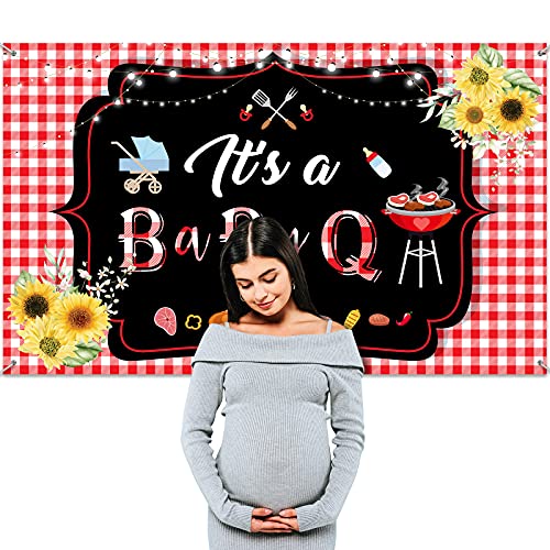 Tatuo BBQ Baby Shower Party Decoration It's a Baby Q Gender Reveal Babyq Banner Backdrop Background Barbecue Picnic Party Supplies, 71 x 43 Inches by Tatuo - Image 7