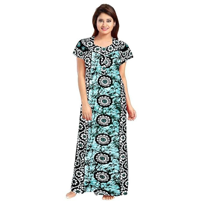 Image of Nighty for Women Cotton Printed Maxi Gown Ankle Length Nighty Night Dress Gown for Women Maxi - (Pack of 2)