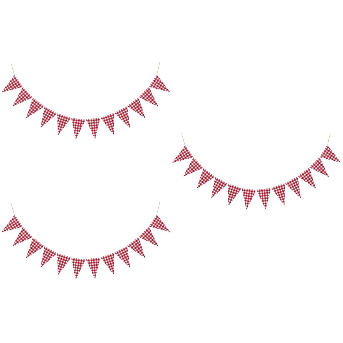 Abaodam 3 Banderines Triangulares Grandes A Cuadros Banderines Rojos Y Festivos Para Fiestas Y Decoraciones Navideñas.