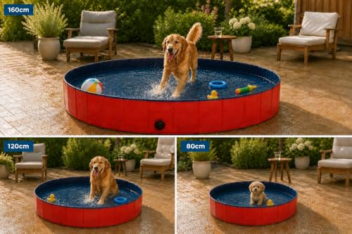 lionto Hundepool faltbar aus kratzfestem PVC-Material, Ø 80 cm, Höhe 20 cm