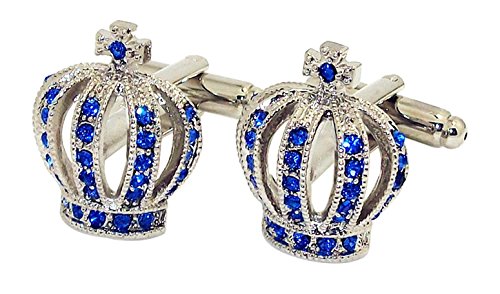 Covink® Señora de la muchacha de señora Women's Royal Crown Forma Azul Diamante Camisa francesa Gemelos