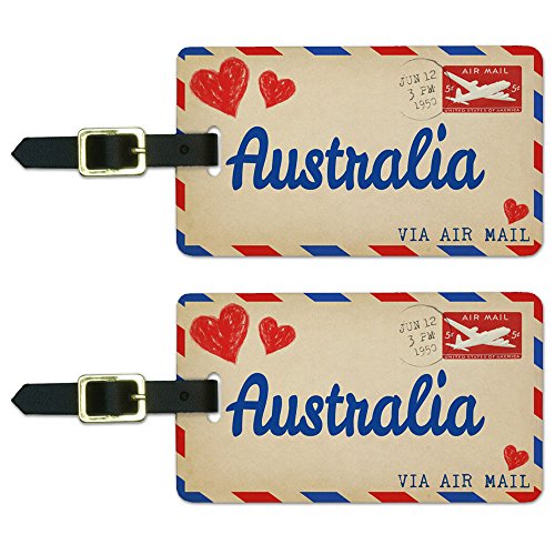 Graphics & More Air Mail Postcard Love for Australia Luggage Suitcase Carry-on Id Tags, White