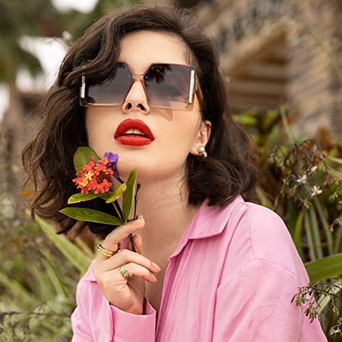 Dollger Oversized Square Sunglasses for Women Trendy Big Fram Sun Glasses Large Wide Shades for Womens UV 400 Sunnies2