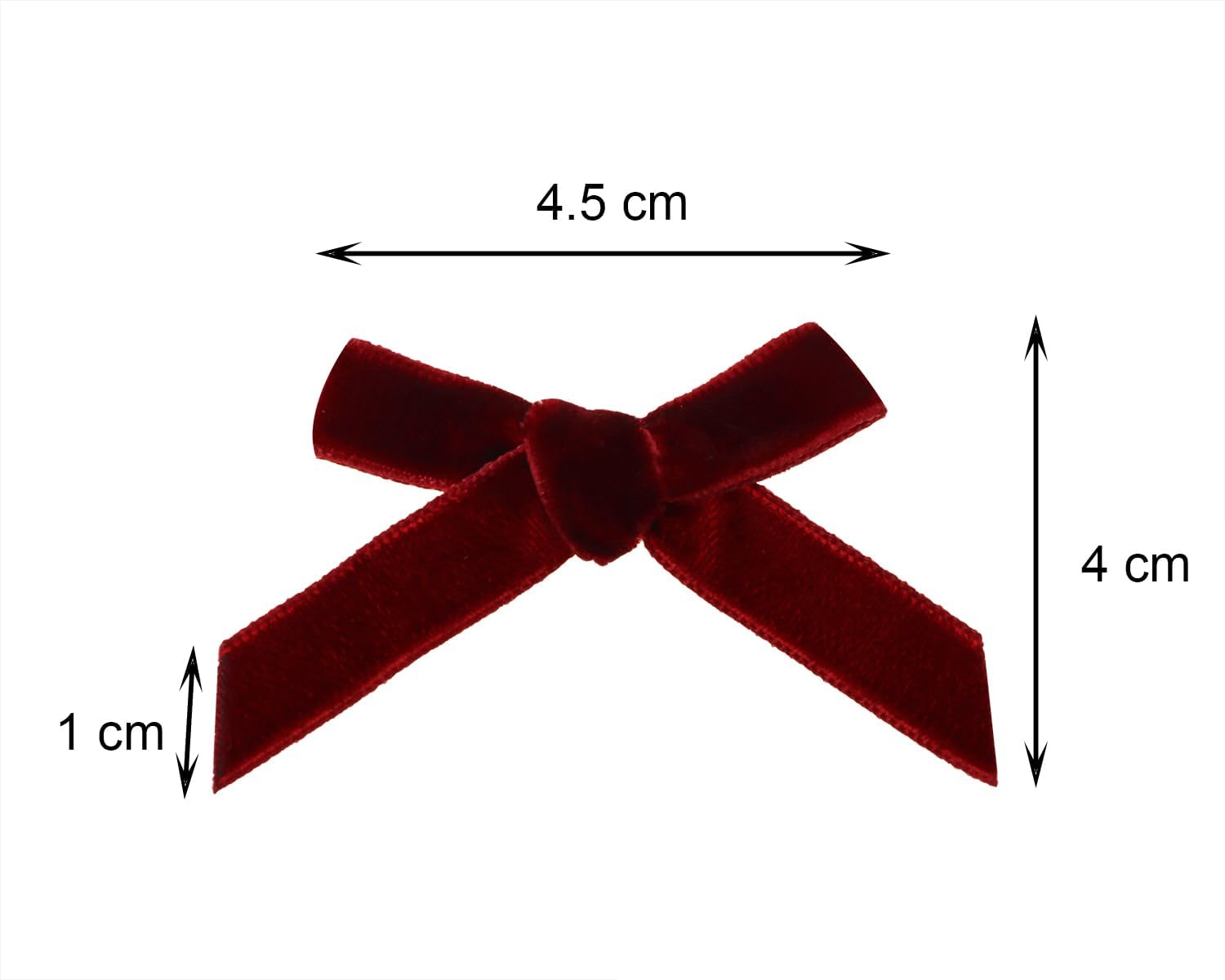 Shapenty Mini Velvet Ribbon Bows Flowers Boutique for Sewing Scrapbook Card Making Wedding Christmas Dress Hair Accessories Gift Decoration Crafting, 4.5x4cm, 50PCS (Wine Red) - Image 2