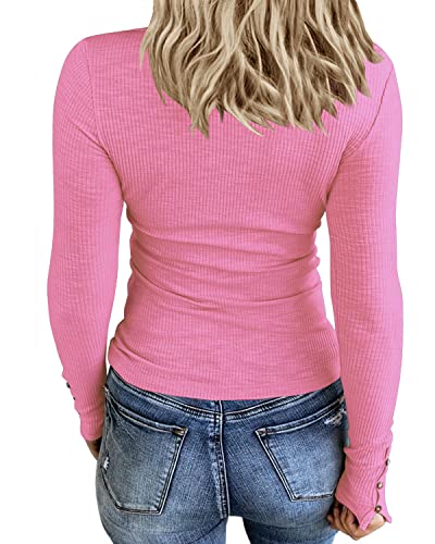 Image of KINLONSAIR Women Long Sleeve Henley Shirts Scoop Neck T-shirt Basic Tops