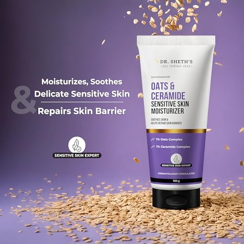 Image of Dr. Sheth's Oats & Ceramide Oil-Free Face Moisturizer for Dry | Sensitive Skin | Dermatologically Tested | To Calm, Strengthen & Restore Barrier |100 g