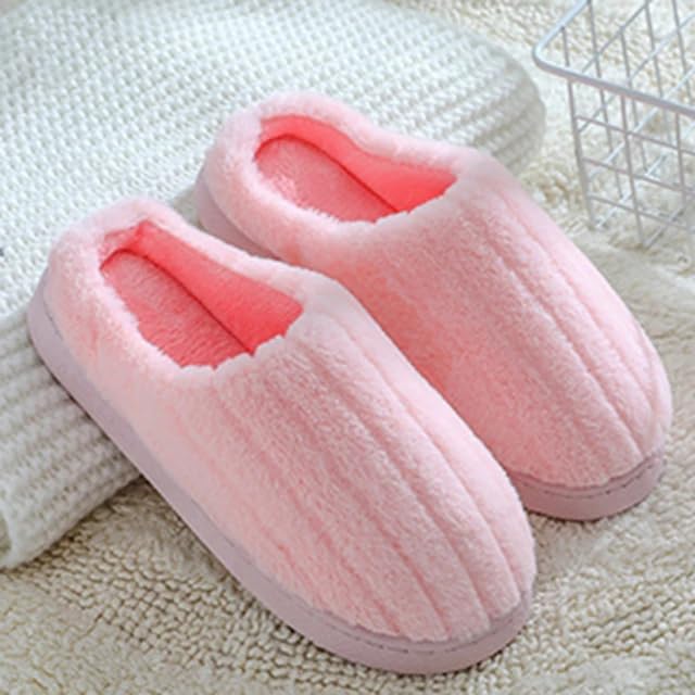 Image of Unisex Winter Flip Flop Slipper for Men and Women Soft Faux Fur Slip On Indoor Home Slides Slipper for Bedroom Sandals