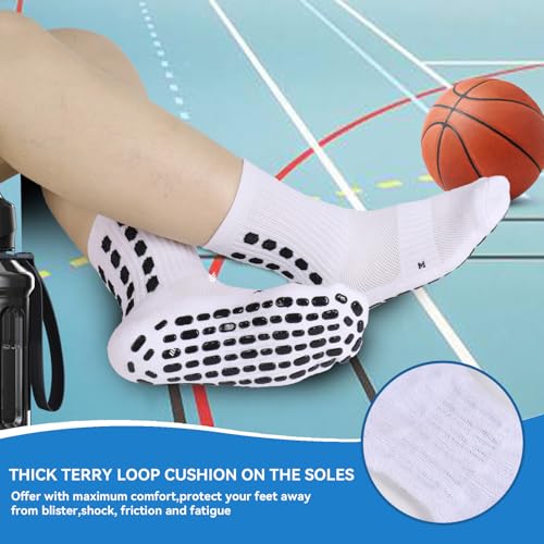 3 Pairs Kids Grip Soccer Socks Cushioned Non Slip Football Athletic Sports Socks for Boys Girls4