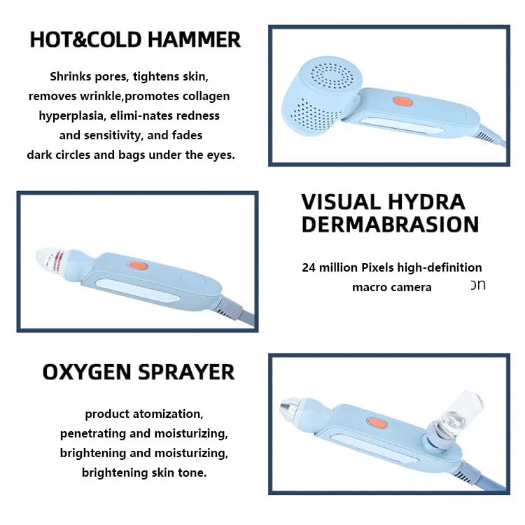 6-in-1 Deep Cleansing Facial Machine W/ 6 Working Head, Hydrodermabrasion Beauty Machine, Removes Blackheads And Smoothes Fine Lines, Leaving Skin Delicate And Smooth Blue