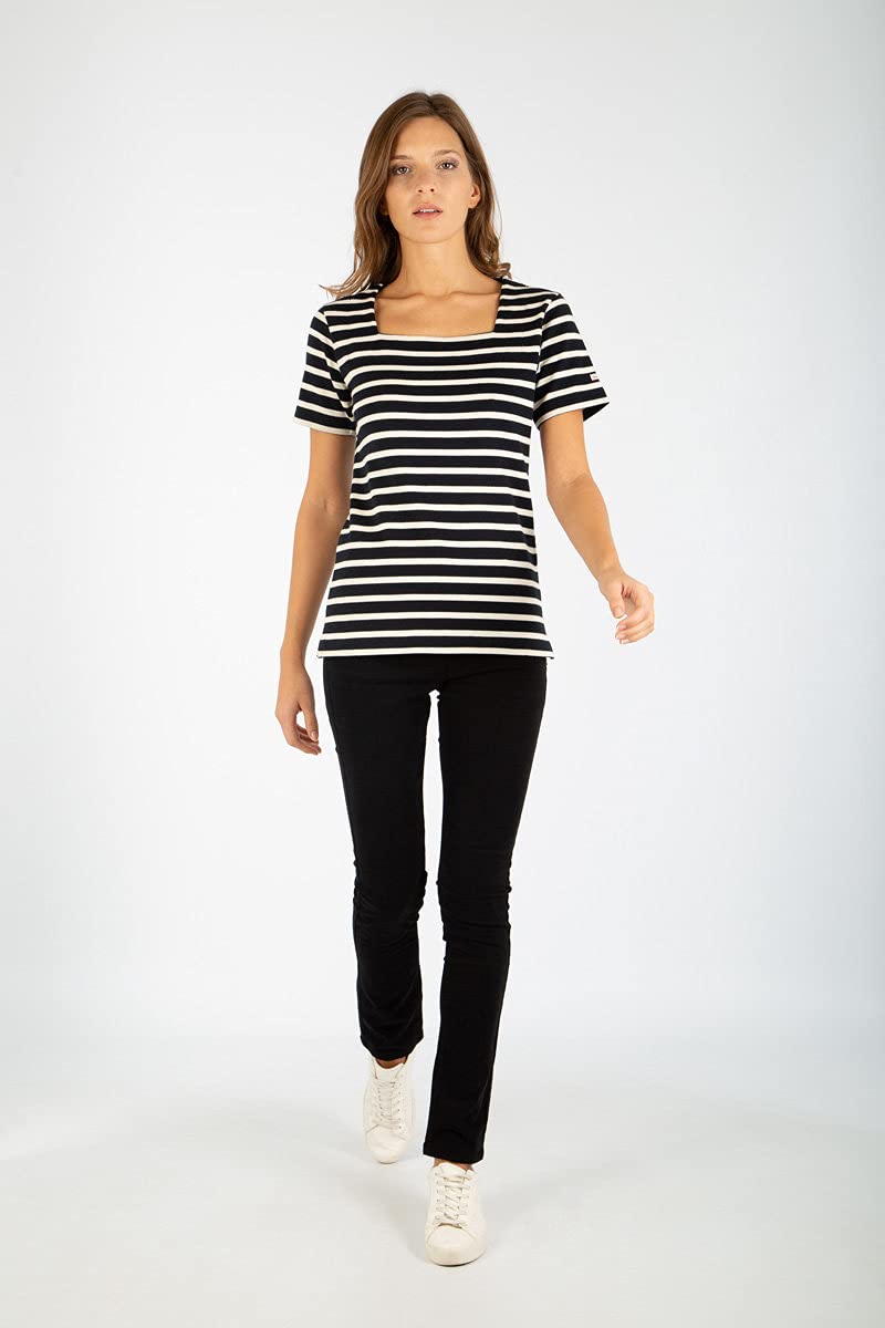 Armor Lux Marinière Femme Manches Courtes, COURSIVE, en Coton Équitable