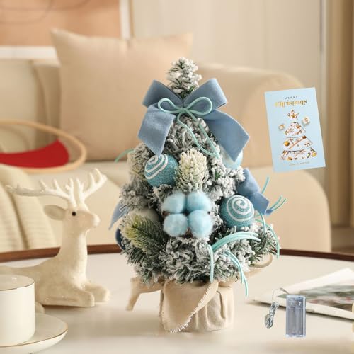 HWSHOW 【LEDライト＆カード付】 卓上 クリスマスツリー ミニ 30cm 完成品 (ライト以外) おしゃれ 北欧 韓国ins風 クリスマスプレゼント インテリア かわいい 飾り 雪化粧 卓上ツリー